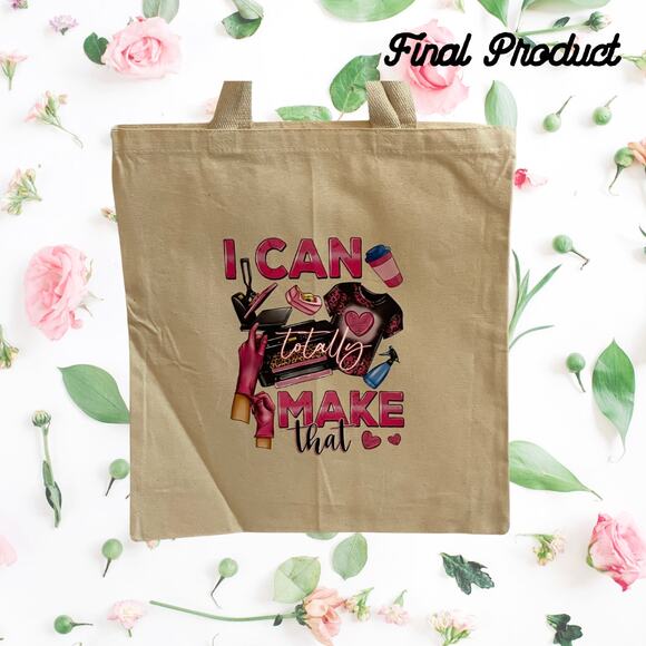 Fashion Graphic Print I can Totally  Make That Pink Design Trendy Canvas Tote - Picture 2 of 4
